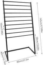 Scarf Display Stand, 10 Tier Metal Scarf Holder Organizer, Freestanding Scarf Rack for Commercial Clothing Retail Store, Adjustable Feet Towel Rack Ties Belt Pants Hanging Rack (Black) - Image 3