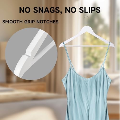 Wooden Clothes Hangers with Pants Bars, White, 96-Pack - Image 4
