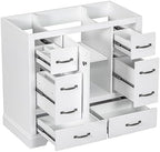 Flieks 36" Bathroom Vanity Without Sink, Cabinet Base Only, Six Drawers, Multi-Functional Drawer Divider, Adjustable Shelf, White by Flieks