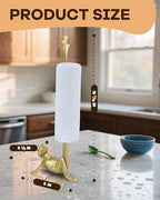 16.5" Golden Frog Paper Towel Holder for Bathroom & Kitchen - Whimsical Cast Iron Free Standing Paper Roll Holder, Decorative Toilet Paper Stand with Weighted Base - Image 2