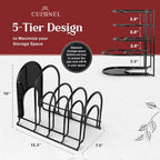 Cuisinel 5-Tier Pan Organizer for Cast Iron Skillets Griddles, Black 12.2" - Image 2