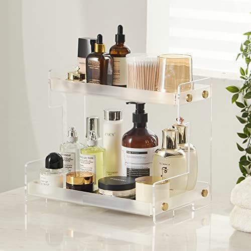 FFK Bathroom Organizer Countertop, 2 Tier Bathroom Counter Organizer Kitchen Spice Rack Cosmetic Organizer,Countertop Storage for Bathroom, Kitchen, Living Room, Bedroom, Dressing Table by FFK