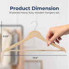 SereneLife 80-Piece Solid Wooden Hangers Set for Clothes – Heavy Duty Suit Coat Pant Dress Hangers with Chrome 360-Degree Swivel Hook and Notches Design for Organized Closets Natural Color - Image 2