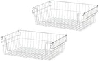 TRINITY Set of 2 19" Stackable Metal Wire Storage Baskets w Handles - Image 4