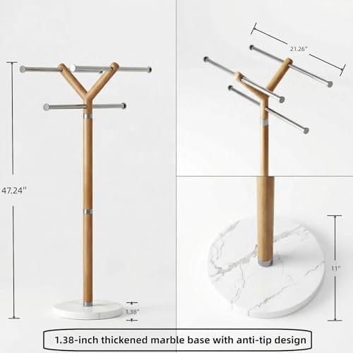 Marble Base Freestanding Wooden Stainles Steel Pool Towel Holer Rack - Image 7