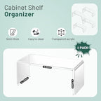 4 Packs Kitchen Cabinet Shelf Organizer, Acrylic Clear Shelf Riser, 5mm Thick Spice Rack for Dishes, Soda Cans and Cup（11.8 x 4.72 x 4.72 Inch） - Image 2