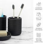 ZCCZ Black Bathroom Accessories Set 4 Pcs - Toothbrush Holder, Soap Dispenser, Vanity Tray, Tumbler - Countertop Organizer for Bathroom - Modern Accessory Set for Home Decor and Storage - Image 4