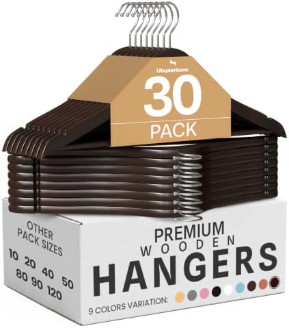 Utopia Home Wooden Hangers 30 Pack – Slim Suit Hangers Vintage by UTOPIAHOME