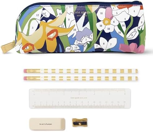 kate spade new york Pen and Pencil Case with Office Supplies, Zip Pouch Includes 2 Pencils, Sharpener, Eraser, and Ruler, Paint by Numbers by Unknown