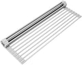 Surpahs 20.5 x 13.1 Inch Roll-Up Dish Drying Rack, Fits Across Sink Openings up to 19.5 Inches, Heavy-Duty Premium Silicone, Strong Support, Non-Slip, Heat-Resistant, Warm Gray by Surpahs