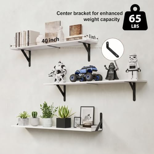 WOPITUES Long Wall Shelves 40″W x 8″D, Floating Book Shelves Max Load 65lbs - Image 3