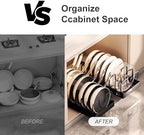 Pots and Pans Organizer Under Cabinet 2 Pack, Pull-Out Cabinet Organizer for Pot Lids, Bakeware, Dishes, 8 Adjustable Dividers (Black - Image 4