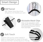 MIZGI Premium All Black Velvet Pants Hangers with Adjustable Clips (Pack of 20) Slim Skirt Hangers- Non Slip Felt Outfit Dress Hangers- Black Hooks,Space Saving Shirt Clothes Hangers - Image 2