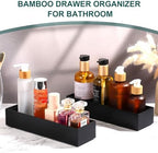 Uiifan Bamboo Drawer Organizer Black 10 x 3 x 2'' Stackable for Kitchen - Image 6