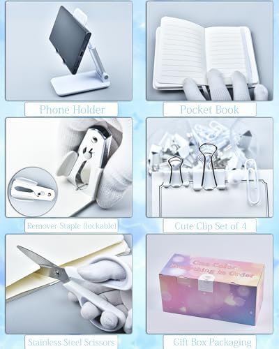 LXEVIHK White Desk Accessories 21-Piece Office Supplies Gift Set - Image 4