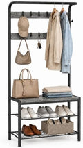 Simple Deluxe 4-in-1 Hall Tree with Bench and Shoe Storage, Entryway Coat Rack with 10 Hooks, Freestanding Mudroom Organizer with 2-Tier Shoe Rack for Entryway Bedroom Foyer, Grey by SimpleDeluxe