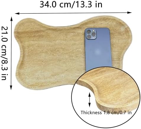 Cloud Shape 100% Natural Travertine Tray Luxury Travertine Vanity Organizer for Bathroom Kitchen Counter, Decorative Tray for Dresser Home Décor, 13.3x8.3x0.7 inches - Image 6