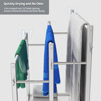 HavenlyYouth Free Standing Towel Rack for Bathroom, 3 Tier Blanket Drying Holder for Outside, Pool Towel Rack with Metal Shelf for Display and Storage, 35.8" H x 31.5" L x 11.8" W, Satin Nickel - Image 5