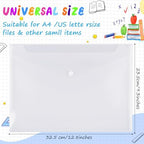 MotiMind 100 Pcs Clear Envelopes with Snap Button Closure Bulk A4 Letter Size Clear Plastic Envelope Folder Document Organizer File Folders for Office Home (Milky) - Image 2