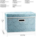 PRANDOM Larger Collapsible Storage Cubes with Lids Fabric Decorative Storage Bins Boxes Organizer Containers Baskets with Cover Handles for Bedroom Closet Living Room Blue 17.7x11.8x11.8 Inch 3 Pack - Image 5