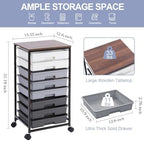 SYKIARIOL Rolling Cart with Drawers,8 Drawers Utility Cart,Grey Gradient - Image 2