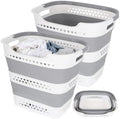2 Pcs Collapsible Laundry Baskets, 43L Plastic Laundry Hamper for Dirty Clothes Dorm Bedroom, Space Saving Pop-Up Laundry Hamper Container, Foldable Durable Laundry Basket with Handle by Unknown