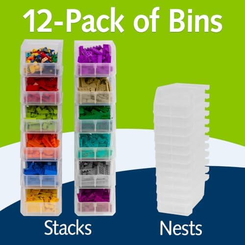 ReadySpace Small Stackable Plastic Storage Bins, 12-Pack, Clear - Image 3