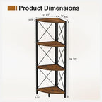 Snughome Rustic Corner Shelf Stand for Desktop, 4 Tier Corner Storage Plant Shelf, Freestanding Corner Shelf Display Rack, Multi-Unit Organizer for Living Room, Home Office, Small Space，Rustic Brown - Image 3