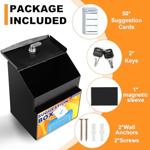 Suggestion Boxes with Magnetic Sign Holder, Metal Donation Boxes - Image 2