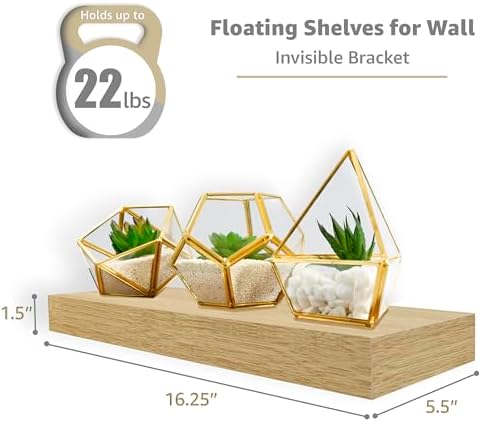 Sorbus 16 Inch Floating Shelves for Wall (5 Pack, Maple Wood) - Image 3
