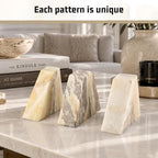 Karibiber Marble Bookends for Heavy Books, Decorative Book Ends for Shelves, Weighted Book End for Hardback Book & CDS, Unique Stopper & Holder, Green Onyx with Black, Set of 2 - Image 3
