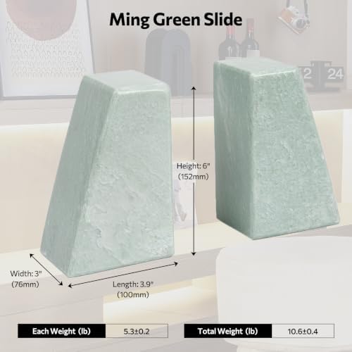 Marble Bookends for Heavy Books, 11LB Decorative Bookends for Shelves - Image 2