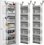 2 Pack Over The Door Hanging Organizer 6-Shelves and 12 Side Pockets, Over The Door Storage for Bathroom and Bedroom, Back of Door Organizers for Baby Products and Kid's Toys(13"x5"x54" Grey) by ROOMTALK