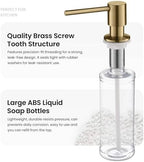 Kibi Kitchen Soap Dispenser – Lead-Free Solid Brass, Top-Fill Refillable Liquid Dispenser, 8.5 oz Capacity, Rust & Corrosion Resistant, Countertop Accessory for Kitchen & Bar Sink (Brushed Brass) - Image 7