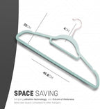 KEPLIN Velvet Hangers 30 Pack - Non-Slip Clothes Hangers with Tie Bar & 360° Hook - Durable & Sturdy, Space-Saving Wardrobe Organisers for Suits, Jackets & Clothes- Home Storage Solution (Mint Green) - Image 2