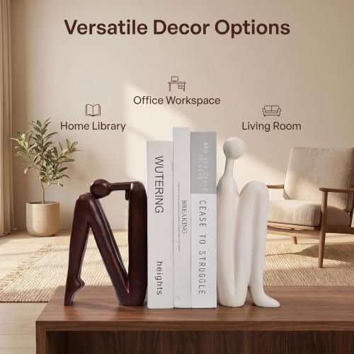 Thinker Statue Bookends for Heavy Books, Abstract Modern Home Decor - Image 6