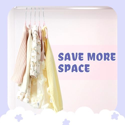 BAGAIL 50 Pack Kids Velvet Hangers 11 Inches Children's Clothes Hangers Non-Slip Baby Hangers for Infant/Toddler (Blush Pink) - Image 6