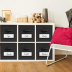 Teenyyou 10 Pack Fabric Storage Cubes 13 Inch Collapsible Cube Bins with Label Window & Handle Foldable Organizers Baskets for Shelf Closet Nursery Kids Room Clothes Book Toy(Black) - Image 2