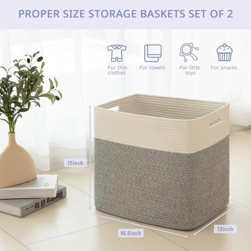 OIAHOMY 2 PACK Tall Storage baskets 55L Blanket Basket Living Room Grey - Image 4