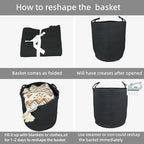 Woven Cotton Rope Laundry Basket Hamper 16" x 22" Large Black - Image 7