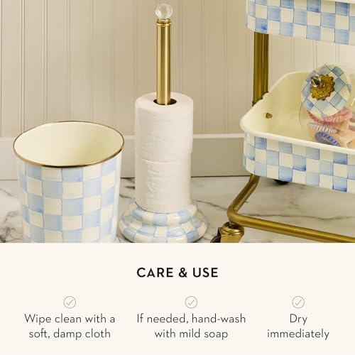 MACKENZIE-CHILDS Toilet Tissue Storage, Light-Blue-and-White Sky Check - Image 5