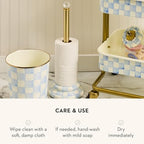 MACKENZIE-CHILDS Toilet Tissue Storage, Light-Blue-and-White Sky Check - Image 5