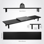 Bamboo Dual Monitor Stand Riser, Black Desk Shelf with Storage - Image 2