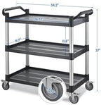 Utility Rolling Carts with Wheels, Large Size Plastic Service Carts, Heavy Duty Restaurant Cart with 4 Lockable Brake Wheels for Kitchen/Office/Warehouse (3 Tier - 34×17×37inches / 510lbs) - Image 7