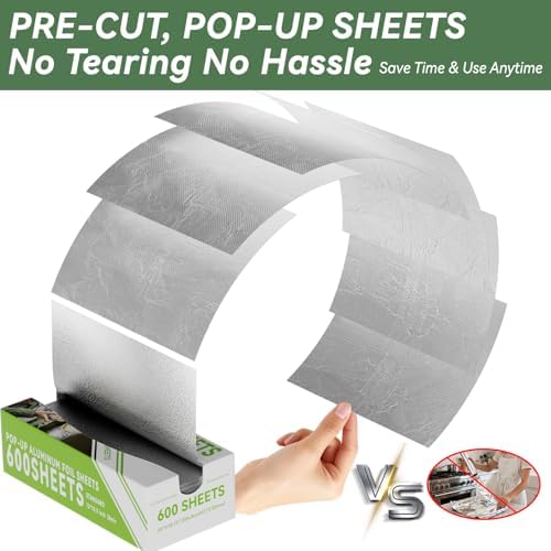 600 Count Pre-Cut Aluminum Foil Sheets, 12" x 10.5" Inch Pre Cut Aluminum Foil sheets for Restaurant Use, Disposable Foil Sheets for Food, Hot Dogs, and Sandwiches - Image 2