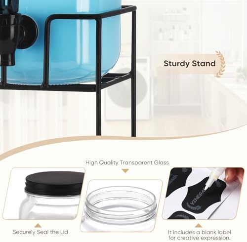 Liquid Laundry Detergent Dispenser, Three 2.2L Laundry Detergent Dispenser Glass Jar for Liquid Detergent, Fabric Softener- Laundry Soap Dispenser for Laundry Room Organization - Image 4