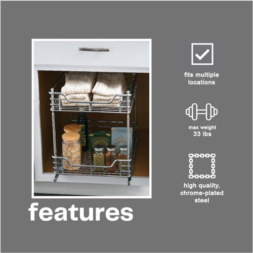 Household Essentials Chromed Steel 2-Tier Artisan Pull-Out Organizer - Image 6
