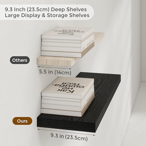 55 in Floating Shelves for Wall, 9.3in Deep Black Shelves 2 Packs - Image 4