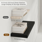 Floating Shelves for Wall, 24in Black Wooden Shelves Set of 2 - Image 4