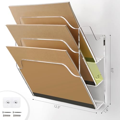 DINGHUO 3 Pockets Acrylic Hanging Wall File Organizer for Office - Image 2